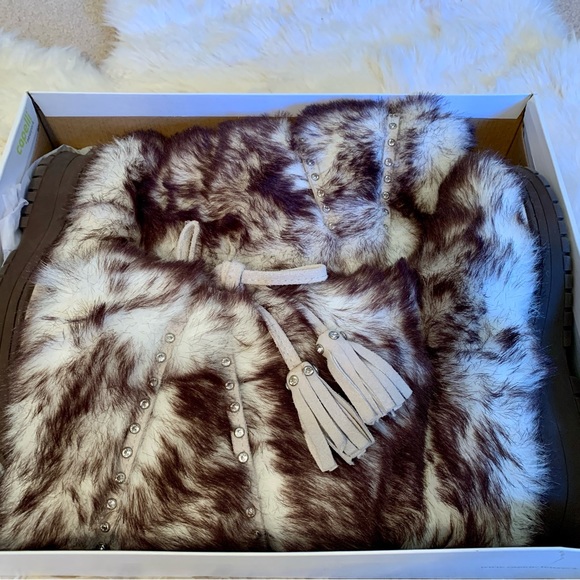 Victorias Secret vintage Colin Stuart Yeti fur boot suede trim . White and brown - Picture 5 of 8